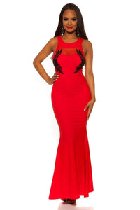 Vestido de cerimónia comprido estilo sereia vermelho BeStylish