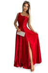 Vestido de cerimónia comprido de cetim vermelho BeStylish