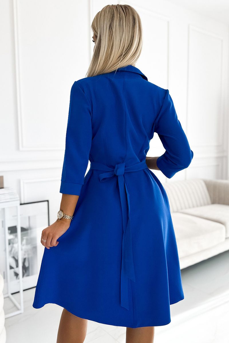 vestido de cerimónia azul estilo camisa BeStylish