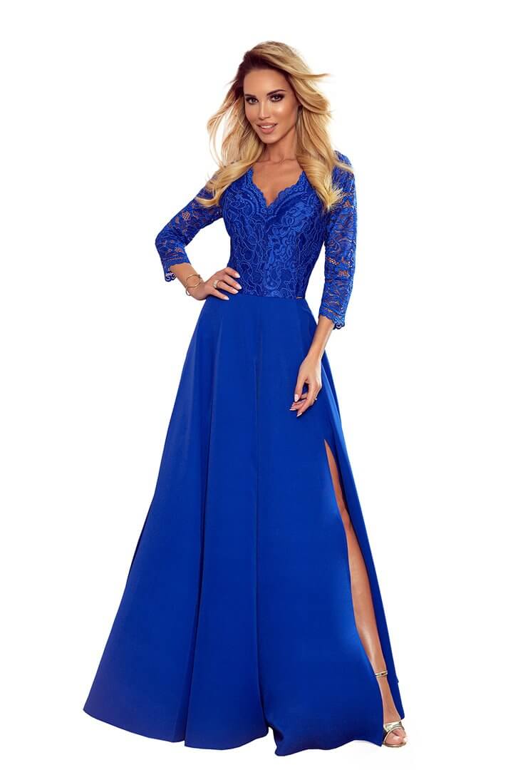 vestido de cerimónia comprido azul BeStylish