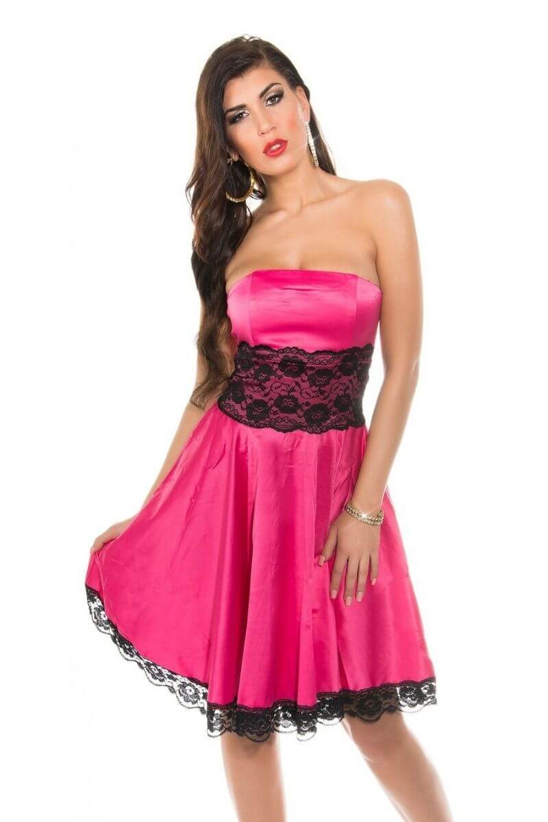 vestido de cerimónia de cetim curto rosa BeStylish