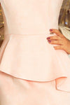 Vestido de cerimónia médio de veludo com mangas rosa pastel BeStylish