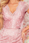 vestido de cerimónia curto rendado rosa velho BeStylish